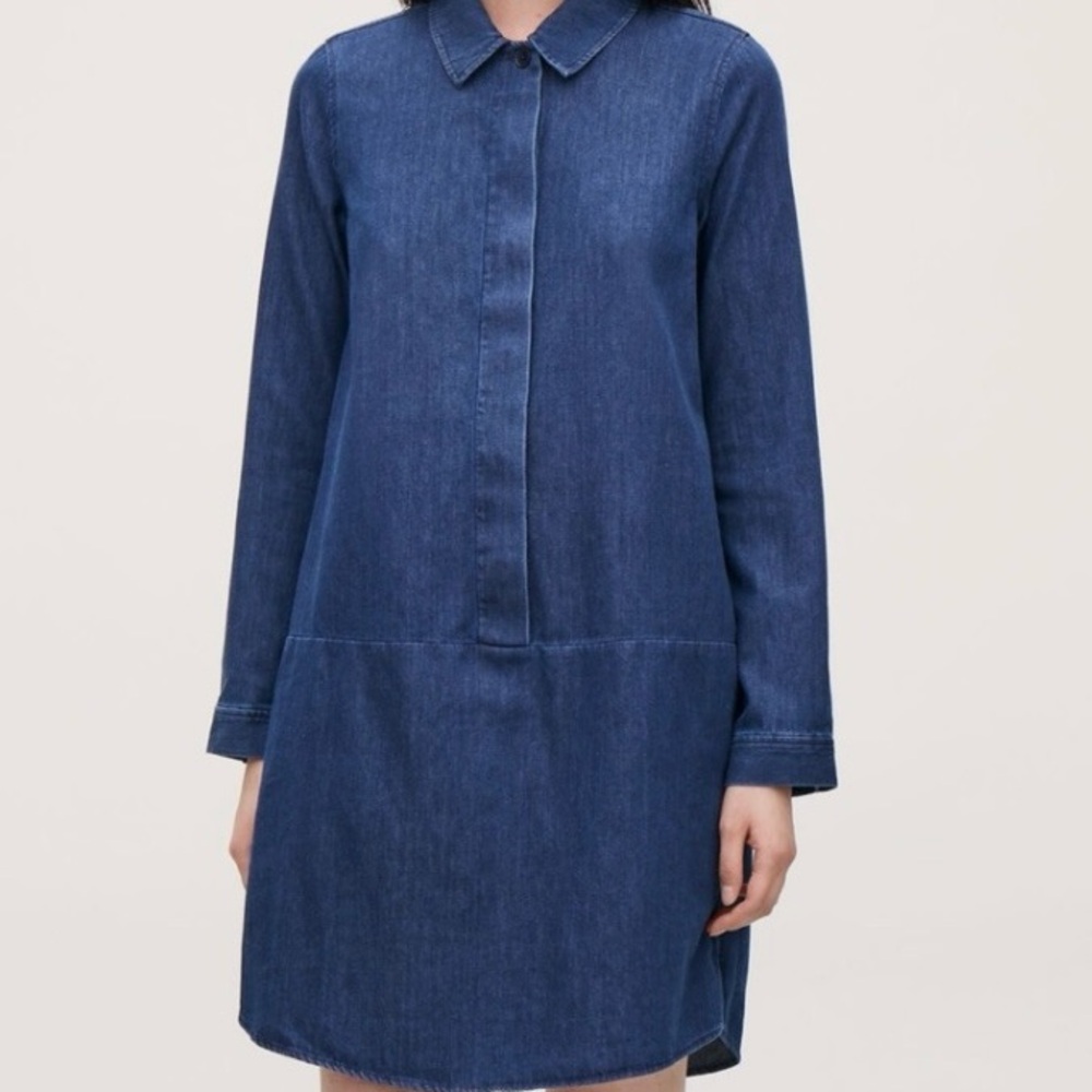 Cos Denim Blue Long Sleeve Dress